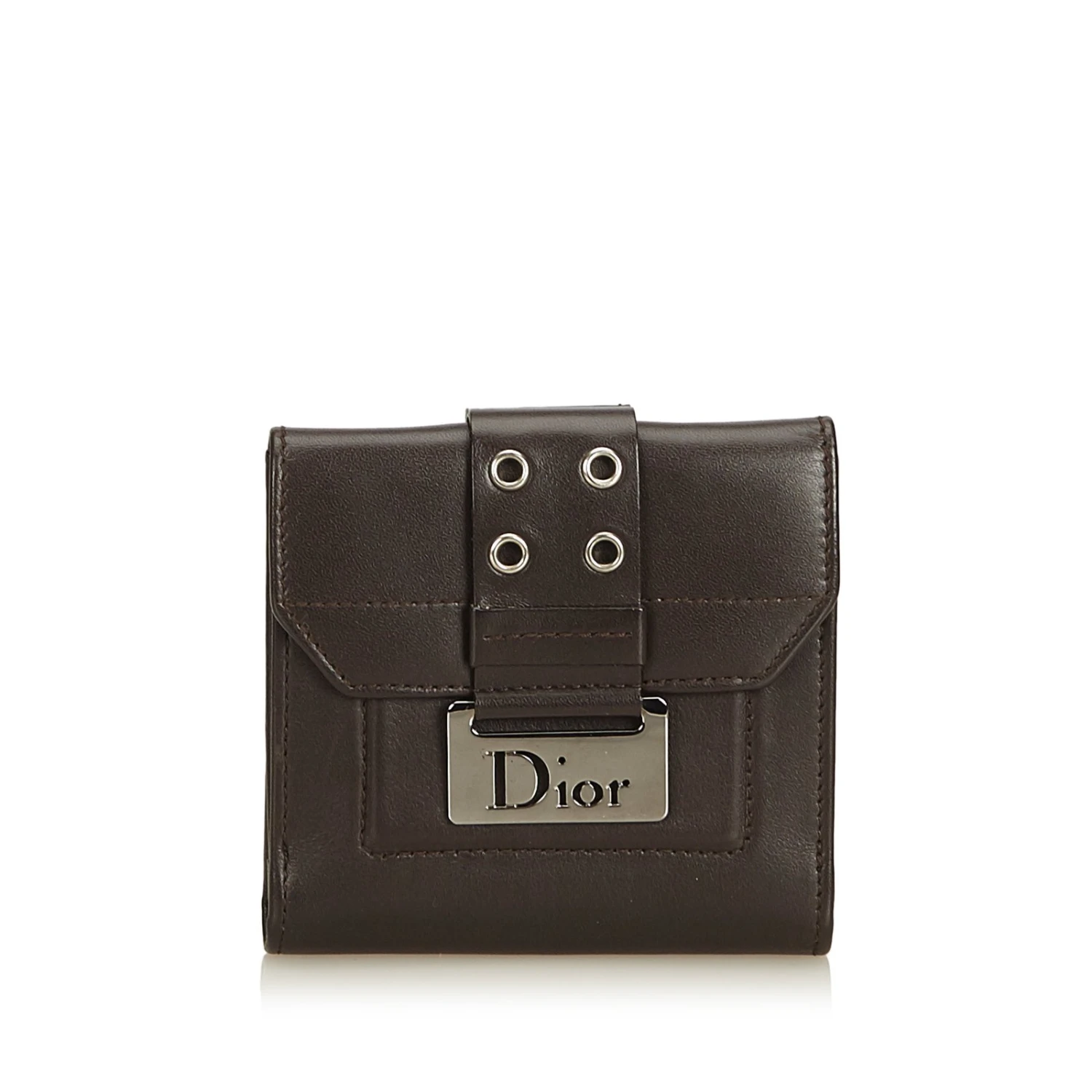 Dior Petit Portefeuille En Cuir Marron Marron Foncé 1 Dior Petit Portefeuille En Cuir Marron Marron Foncé