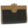 Christian Dior Honeycomb Canvas Porte-Monnaie PVC Cuir Noir Auth 37872