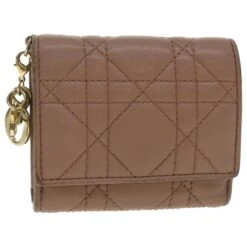 Christian Dior Portefeuille Agneau Rose Auth Bs4093