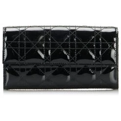 Dior Portefeuille à Chaîne Lady Dior Cannage Noir