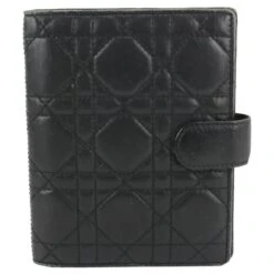 Dior Housse Pour Ordinateur Portable Cannage Small Agenda PM En Cuir Matelassé Noir