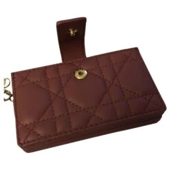 Cannage Dior Porte-cartes à Gousset Rose