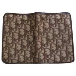 Christian Dior Porte Feuille Signature, Toile Et Cuir. Marron