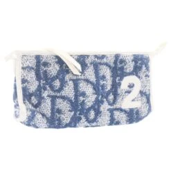Pochette En Toile Christian Dior Trotter Pile Blue Auth Ki925 Bleu