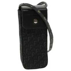 Christian Dior Trotter Canvas Shoulder Pouch Black Auth Ki2652 Noir
