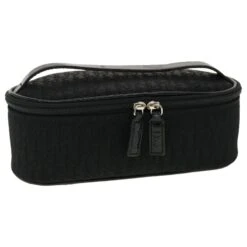 Christian Dior Trotter Canvas Vanity Trousse Cosmétique Noir Auth Bs4796