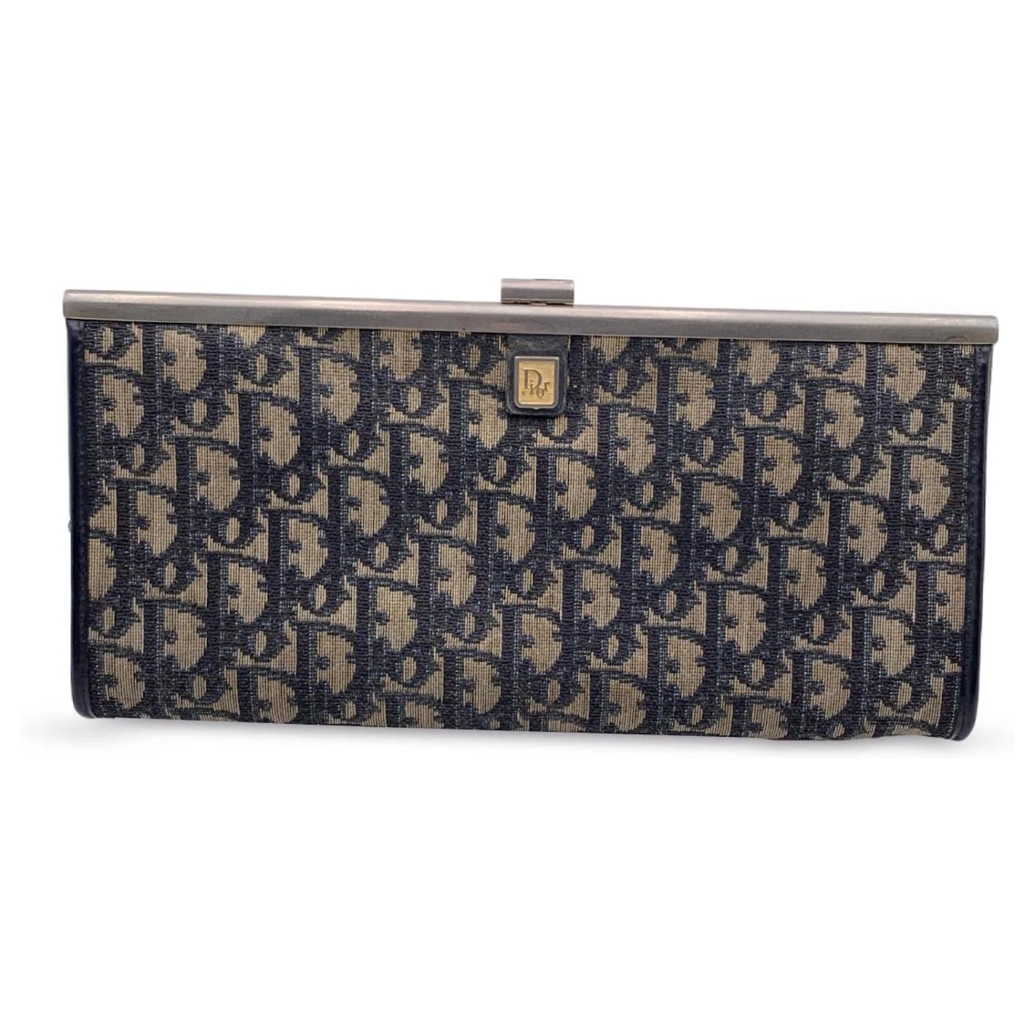 Christian Dior Sac à Main Vintage Blue Logo Tapestry Canvas Clutch Bag Bleu 1 Christian Dior Sac à Main Vintage Blue Logo Tapestry Canvas Clutch Bag Bleu