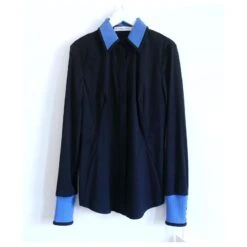 Pré-automne Dior 2015 Chemise Ajustée à Col En Tricot Bleu Marine