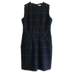 Pré-automne Dior 2015 Robe En Laine à Carreaux Bleu Marine