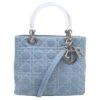 SAC A MAIN DIOR LADY MEDIUM CANNAGE EN DENIM BANDOULIERE HAND BAG PURSE Bleu