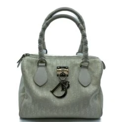 Dior Sac Boston à Breloque En Toile Oblique Blanc