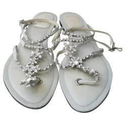 CHRISTIAN DIOR Spartiates Nus Pieds Brillants T37,5 IT Bon état Gris