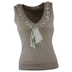 Christian Dior Top Sans Manches Beige