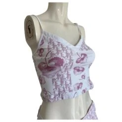 Débardeur Christian Dior Monogramme Collection Girly Rose Blanc