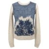 Pull Dior En Cachemire Crème Avec Jungle Bleue Brodée Blanc Écru