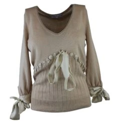 Christian Dior Très Beau Top Manches Longues Beige