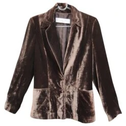Veste En Velours Moiré Christian Dior Boutique T 40 Marron Foncé