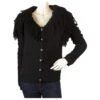 Christian Dior Black Fringe Collar Wool Alpaga Knit Cardigan Jacket US4 IT40 GB8 Noir