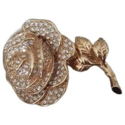 Vintage & Neuve - Broche Rose DIOR Avec Zirconia Doré Bijouterie Dorée