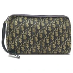 VINTAGE POCHETTE CHRISTIAN DIOR TOILE MONOGRAMME OBLIQUE BLEU TROUSSE POUCH Bleu Marine