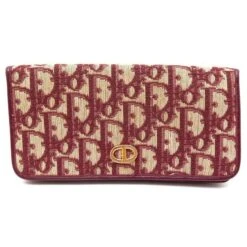 VINTAGE PORTEFEUILLE CHRISTIAN DIOR TOILE MONOGRAMMEE OBLIQUE POCHETTE WALLET Bordeaux