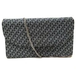 VINTAGE SAC A MAIN CHRISTIAN DIOR EN TOILE OBLIQUE NOIRE CANVAS HAND BAG