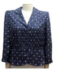 VINTAGE VESTE CHRISTIAN DIOR TAILLE 42 L EN SOIE BLEU A POIS BLUE SILK JACKET